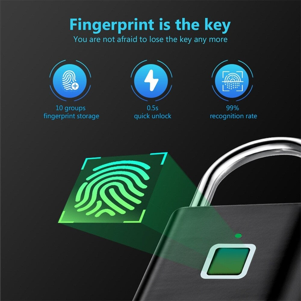 Selestiq™ Waterproof Fingerprint Padlock: Keyless Anti-Theft Security